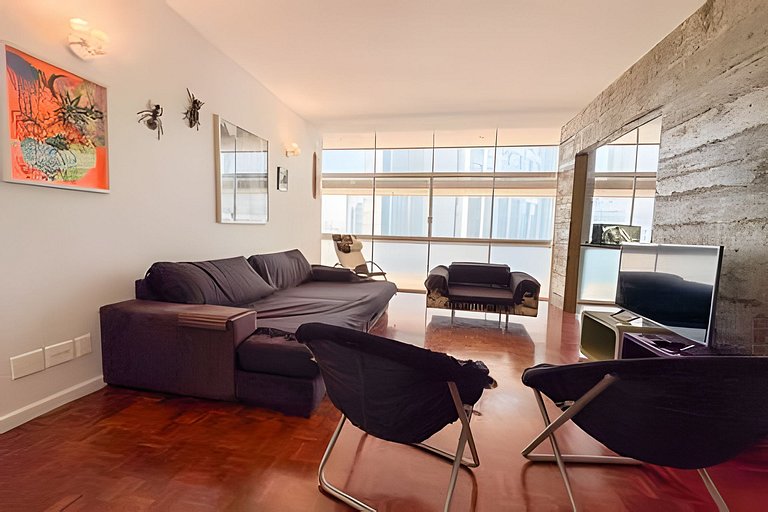 Espaçoso 2 dormitórios, estilo industrial no Copan