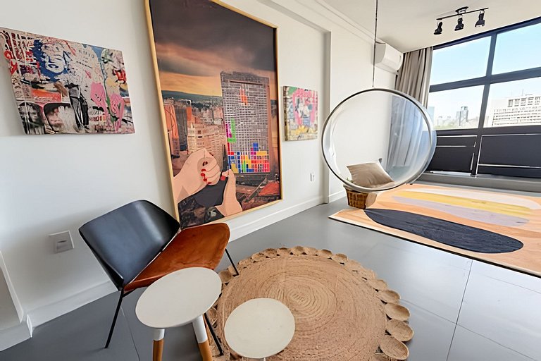 30° andar com vista pro vale e telão